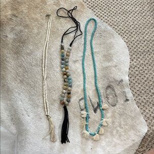 Bohemian Beaded Necklace Set - Cream, Multi, and Turquoise